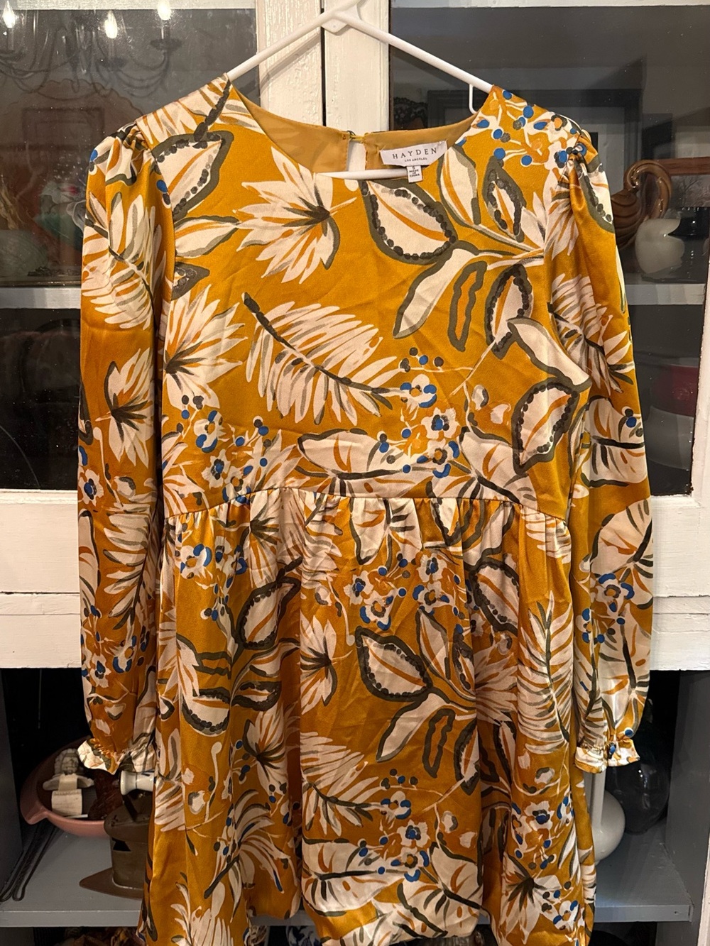Hayden Mustard Yellow Floral Long Sleeve women’s Dress